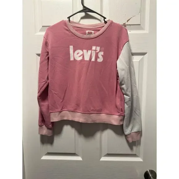 Levi’s Teenager Meet and Greet Pink Colorblocked Crewneck Girls XL - Picture 2 of 6